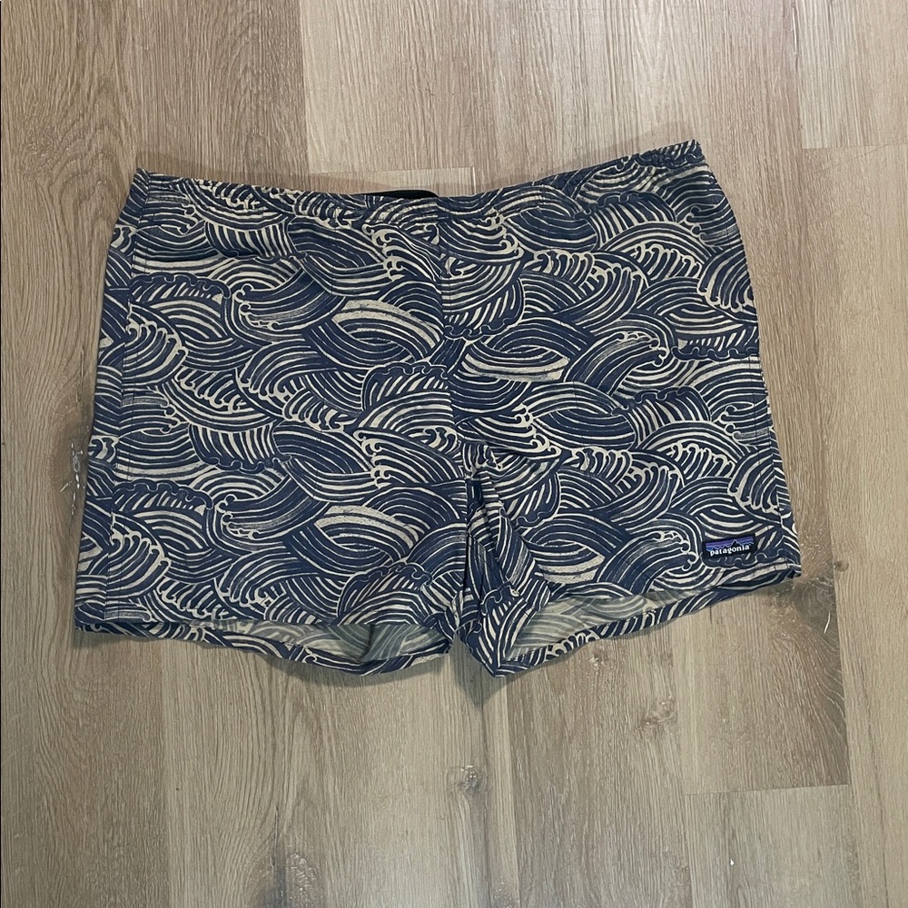 Patagonia Navy and Cream Wave Print Men's Shorts